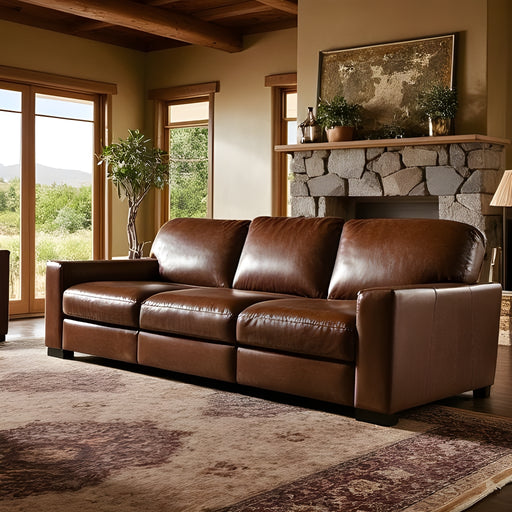 Beckham Chestnut Leather Sofa - JaxCo Furniture