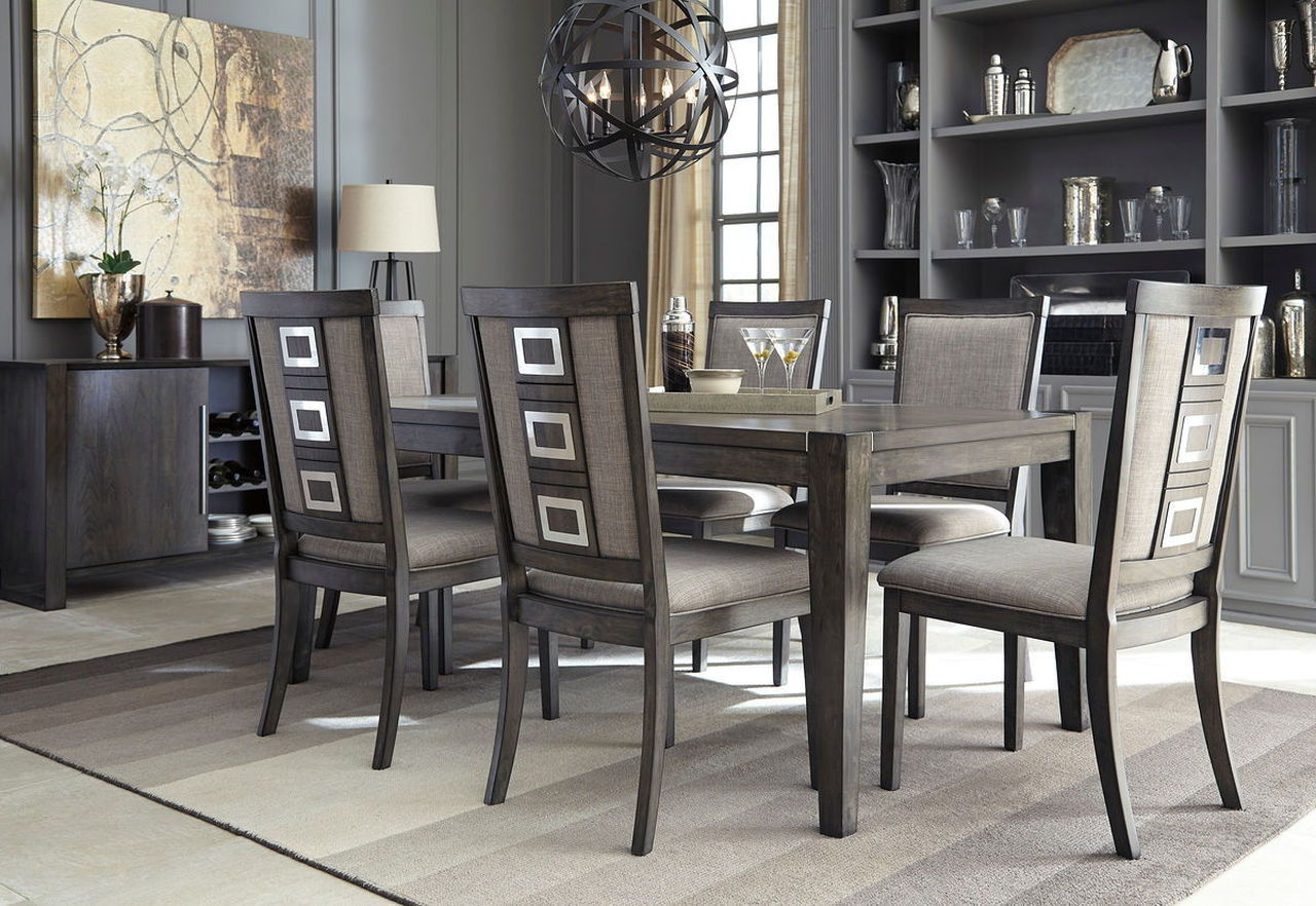 Contemporary Dining Room Table with Metal Accents