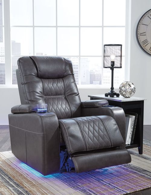 Composer Gray Power Recliner with Diamenton Chair Side End Table